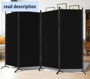 lot 161338 image: Room Dividers Folding Privacy Screens 4 Panel Partition Screen Steel Frame& Frabic Office Partition for Home Office Dorm Decor Black