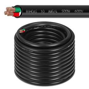 lot 231335 image: Retails for $318 150ft 104 10 AWG Portable Power Cable (4 Conductor) - SOOW 600V 10 Gauge Electric Wire for Generator, Portable Lights, RVEV Car Battery Chargers and Machinery - 150 Feet Electrical Cord