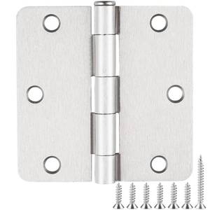 lot 18356 image: 18 Pack Satin Nickel 3.5 Inch x 3.5 14 Radius Interior Door Hinges Brushed Nickel 3-12 Door Hinge for Doors Bedroom Small Rounded Conner Standard Bifold Residential Door Hinge - Retail $26