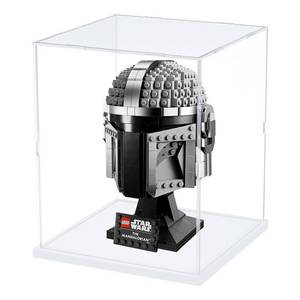 lot 18367 image: Choowin Acrylic Display Case for Lego Star Wars Helmet Mandalorian Darth Vader Helmet for Lego R2D2 Thickened Clear Acrylic Display Cases for Collectibles Assemble Dustproof Display Box(White Base) - Retail $28