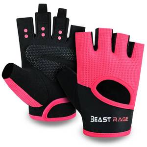 lot 18377 image: RED,NOT PINK BEAST RAGE Workout Gloves for Men Gym Glove for Weightlifting Women Fingerless with Palm Protection Padding, Breathable and Lightweight Weight Lifting Glovess Cycling Pull Up (RED, S) - Retail $8
