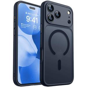 lot 18381 image: CANSHN Magnetic Compatible with iPhone 17 Pro Case, Upgraded Full Camera Protection Compatible with Magsafe Translucent Matte Shockproof Protective Phone Cover 6.3 Inch - Black - Retail $20