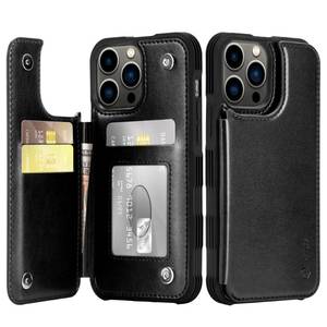 lot 18387 image: Arae for iPhone 13 Pro Max Case with Card Holder - Wallet Case with PU Leather Card Pockets Back Flip Cover for iPhone 13 Pro Max 6.7 inch - Black - Retail $184