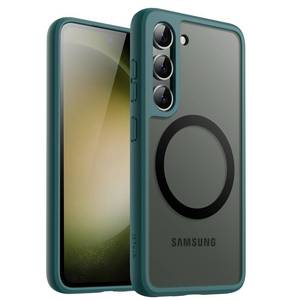 lot 18389 image: JETech Magnetic Case for Samsung Galaxy S23 5G 6.1-Inch, Compatible with MagSafe, Translucent Matte Back Shockproof Phone Cover (Midnight Green) - Retail $10