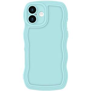lot 18394 image: Anuck for iPhone 16 Plus Case Wave, Curly Frame Design for Women Girls, Cute Wavy Solid Color Aesthetic Phone Case Soft Flexible TPU Shockproof Full-Body Protective Cover 6.7 inch - Mint - Retail $37