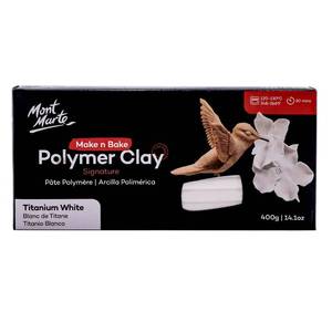 lot 18396 image: Mont Marte Make n Bake Polymer Clay 400g - Titanium White - Retail $11