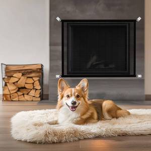 lot 18412 image: Fireplace Screen Safe Mesh Gate Child Proof Barrier Guard Living Room Fire Place Cover for Toddler Baby and Pets(29x38) - Retail $15