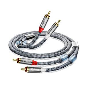 lot 18417 image: RIKSOIN RCA Cable-1.6FT0.5M 2RCA Male to 2RCA Male Stereo Audio Cable with Magnetic Ring Supports2 Pack Hi-Fi,Shielded Braided Auxiliary Audio Cord for Home Theater,HDTV,Amplifiers,Speakers - Retail $10