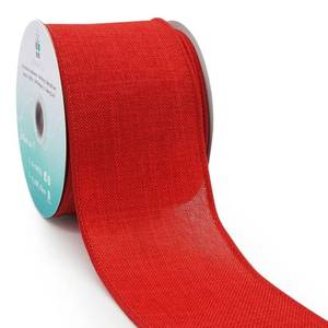 lot 18418 image: CT CRAFT LLC Burlap Fabric Wired Ribbon 2.5 Inch x 10 Yards Red for Christmas Home Wedding Decor Gift Wrapping Tree Topper Bow Wreath Bouquet DIY Crafts - Retail $13