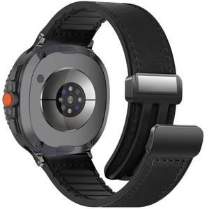 lot 18422 image: Magnetic Leather Watch Band Compatible with Samsung Galaxy Watch 8 40mm 44mmWatch 8 Classic 46mm Magnetic Buckle Design Adjustable Classic Wristbands Accessories Replacement Straps for Men and Women (Black) - Retail $10