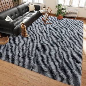 lot 18429 image: Ailyei Soft Shag Rugs for Bedroom, 4x6 Zebra Black White Fluffy Shaggy Rugs for Living Room Nursery, Luxury Modern Plush Carpet Girls Kids Room Dorm Indoor Home Decor, Upgrade Non-Slip - Retail $26