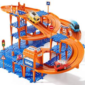 lot 18441 image: Guminnara Puzzles Track Race Cars Toys for Kids Age 3-8 5-7, 4-Tier Race Track with 3 Cars, Toddler Educational Floor Puzzle Car Games Toys for Boys and Girls Toddlers, 3 4 5 6 7 8 Years Birthday Gift - Retail $33