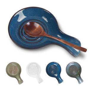 lot 18461 image: JINIHFW Spoon Rest for Kitchen, Ceramic Spoon Holder for Stove Top, Cooking Spoon Holder,Heat Resistant Utensil Rest for Countertop, Dishwasher Safe, Blue (1 pcs) - Retail $9