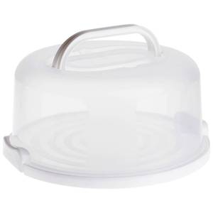 lot 18463 image: Juvale Round Cake Carrier - Secure Lid & Handle Storage Container - Collapsible Reusable Plastic Container for Cakes, Pies & Cupcakes - 12 Dia x 5.9 H - Retail $27
