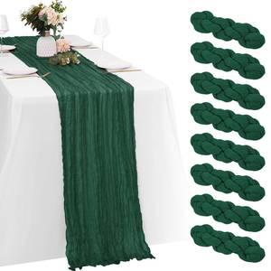 lot 18483 image: 8 Pack Emerald Green Cheesecloth Table Runners 20x120 Inch Gauze Table Runner Cheese Cloth 10FT Green Table Runner Rustic Sheer Runner for Wedding Baby Shower Birthday Party Table Decor - Retail $22