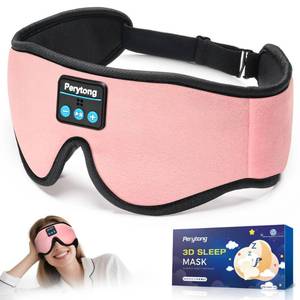 lot 18492 image: Sleep Mask with Bluetooth 5.4 Headphones, Wireless Music Sleep Eye Mask for Side Sleepers, 3D Contoured Comfort & Built-in HD Stereo Earphones, Blackout for Travel (Peach Pink) - Retail $23
