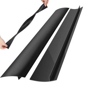 lot 18494 image: Rolett 2 Pack Silicone Stove Counter Gap Covers, Heat Resistant Stove Gap Filler, 21 Inch Black Stove Guard for Counter, Easy to Clean - Retail $4