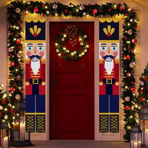 lot 18504 image: AMOR PRESENT Nutcracker Banner, 72 x 12.5 inch Life Size Nutcracker Porch Sign for Indoor Outdoor Yard Garden Christmas Party Decoration