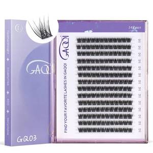 lot 18507 image: GAQQI Lash Clusters, GQ03 False Eyelashes DIY Lash Extensions C Curl 168PCS Cluster Lashes 12MM, Wispy and Natural Lash Wisps (GQ03,12mm,C Curl) - Retail $15