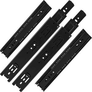 lot 18509 image: 10 inch Drawer Slides 2 Pairs (4pcs) Black Full Extension Ball Bearing,3 fold Metal Dresser Runners 100 LB Load Capacity Side Mount File Cabinet Rails - Retail $13