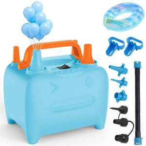 lot 18515 image: OWill Balloon Pump Electric, Multipurpose Balloon Inflator Electric Air Pump, Portable Dual Nozzle Balloons Air Pump Electric 600W Blow Machine for Party Decoration, Blue - Retail $19