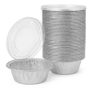 lot 18519 image: Missing Lids, 11 Lids AIDUZETY 50 Pack 5 Disposable Foil Baking Pans with Lids �� Round Aluminum Food Containers for Oven Use, Takeout, Storage, and Meal Prep - Retail $33