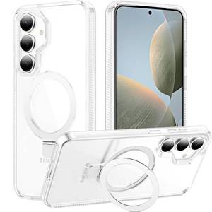 lot 18520 image: STERKER Designed for Samsung Galaxy S25 Case Magnetic Ring Stand Military Grade Drop ProtectionCompatible with Magnetic Not Yellowing Slim S25, Clear - Retail $26