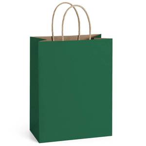 lot 18529 image: BagDream Forest Green Gift Bags with Handles Bulk 8x4.25x10.5 Inch 100Pcs Medium Kraft Paper Bags for Christmas, Thanksgiving, Craft, Party Favors, Retail, Grocery, Recyclable Paper Sacks - Retail $28