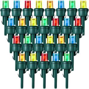 lot 18536 image: Honoson 48 Count 5 mm Winter LED Replacement Bulbs Bulk Wide Angle Winter LED Light Bulbs String Replacement Festival Light Garland Outdoor Tree Home Decoration (Green Base with Multicolor Bulb) - Retail $8