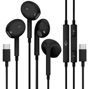 lot 18551 image: 2 Packs USB C Headphones for iPhone 17 16 15 Pro Max, Type C Earphones with Microphone and Volume Control USB C Wired Earbuds for Galaxy S25 S24 S23 S22 S21 S20 Ultra, Note 1020, for Pixel 9 8 Black