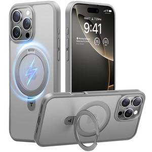 lot 18579 image: TORRAS for iPhone 16 Pro Max Case Phone Casewith Stand, Compatible with MagSafe, Military Grade Drop Tested, Translucent, Slim, Magnetic, 6.9, Natural Titanium Grey - Retail $33