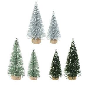 lot 18582 image: Yahpetes Miniature Christmas Tree 6 Pcs Pine Trees Sisal Trees Snow Frost Ornaments with Wooden Bases for Miniature Scenes, Christmas Crafting and Designing, Mixed Size - Retail $10