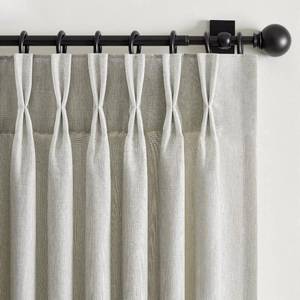 lot 18591 image: Drapenova Grey Beige Linen Sheer Curtains 84 Inch Long for Bedroom Living Room,Greige Gray Pinch Pleat Back Tab Gothic Moody Viral Drapes American Farmhouse Curtains for Window Dining Room 7 FT - Retail $35