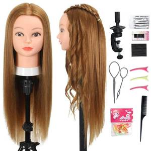 lot 18592 image: Opini Mannequin Head with 80% Human Hair - Straight, 26-28 Doll Head for Cosmetology & Hairdresser (#27 Light Brown) - Retail $30