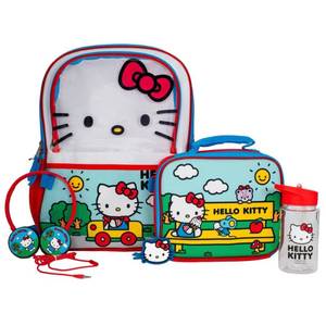 lot 11 image: Hello Kitty Kids Sanrio 15L 4-Piece School Backpack Set with Accessories - Retail $25