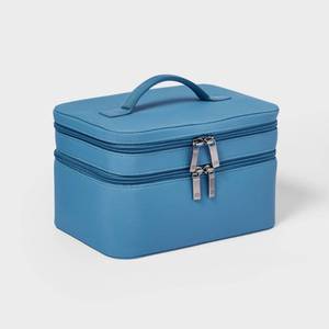 lot 36 image: Signature Cosmetic & Jewelry Organizer - Blue Travel Case - Retail $25
