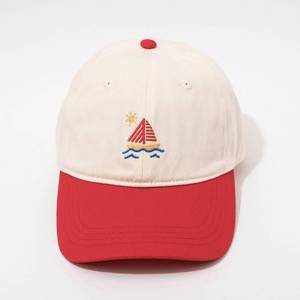 lot 64 image: Sail Boat Hat - Frasier Sterling CreamRed Cotton Adjustable Baseball Cap - Retail $15