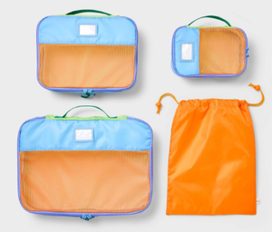lot 79 image: Cat & Jack Kids 4pc Packing Cube Set Rainbow with Laundry Bag - Retail $15