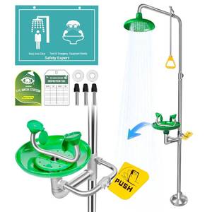 lot 2702 image: $299 Huanyu Emergency Eyewash & Shower Station 304 Stainless Kit