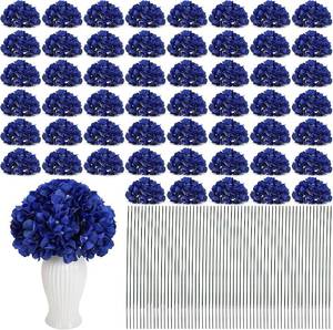 lot 2711 image: $69 104 Pcs Hydrangea Flowers, Royal Blue with Stems for Wedding Arch