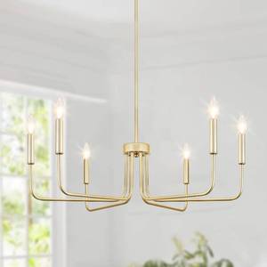 lot 2717 image: $63 Gold 6-Light Farmhouse Chandelier for Dining Room Rustic Lighting