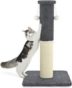 lot 2730 image: Made4Pets Tall Cat Post, 33 Natural Sisal Scratcher, Dark Grey