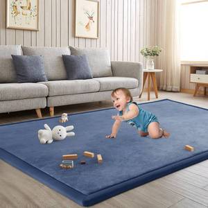 lot 2734 image: $57 Baby Play Mat Floor 50x50, Memory Foam 1.3 Thick, Sapphire Blue