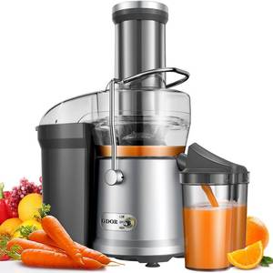 lot 2742 image: $50 GDOR 1200W Juicer, 3.2in Wide Chute, BPA-Free, Silver