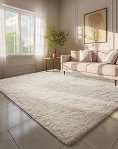lot 2746 image: $47 Ophanie 6x9 Area Rugs, Non-Slip Fluffy Ivory Plush Shag Rug