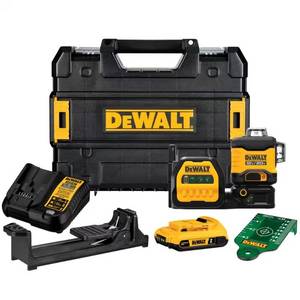 lot 2756 image: $549 20V12V Cross-Line Laser Level Kit, 2.0Ah Battery, Case
