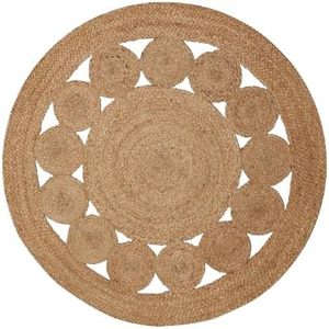 lot 2764 image: Tepo Round Jute Rug, 3 ft, Braided Area Rug, Natural Hand Woven