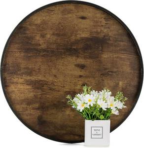 lot 2765 image: Hanobe Coffee Table Tray, Brown Round Wood Centerpiece 18