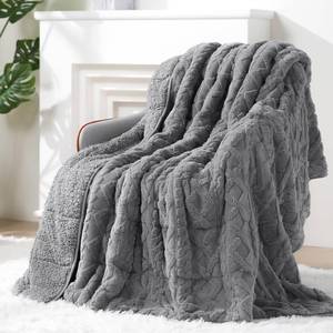lot 2769 image: $54 Super Fuzzy Sherpa Fleece Weighted Blanket 15 lb, Dual-Sided