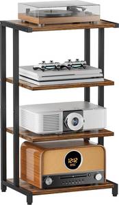 lot 2770 image: 4-Tier Media Storage Stand for TV Accessories, Black